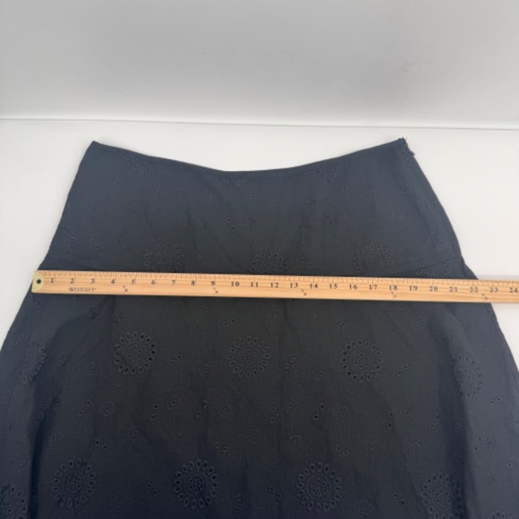 Carole Little Skirt Women 14 Black Eyelet Linen Blend Vintage Boho Goth Festival - Picture 12 of 13